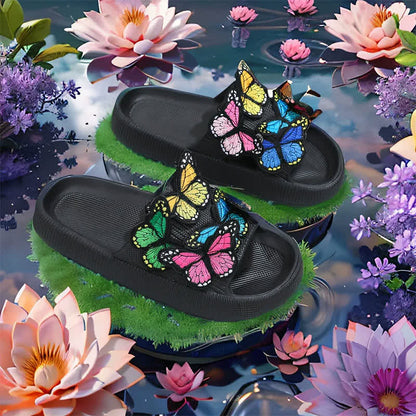 Bunte Schmetterlings- und Wolken-Plattform-Slipper - image 1