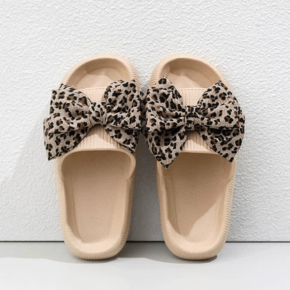 Leopard Bow Cloud Sole Slide Slippers - Khaki - EU44-45 (US10-11) - image 4