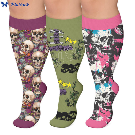 Rocker Skull Street Kompressionsstrümpfe in Übergröße - image 0