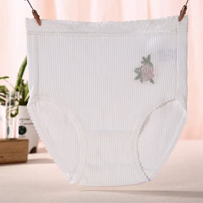 Baumwollhöschen mit Blumenmuster und hohem Bund (3er-Pack) - Weiß - XXXL - image 4