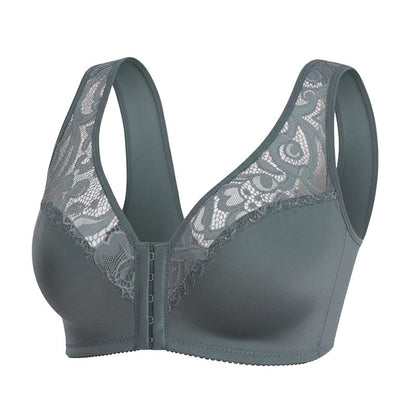 Kabelloser BH mit Spitzenverschluss vorne - Grau - 4XL - image 18