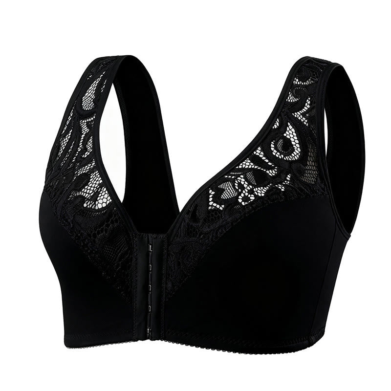 Kabelloser BH mit Spitzenverschluss vorne - Schwarz - 4XL - image 19