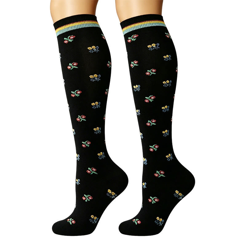 Kompressionsstrümpfe mit kleinem Blumenmuster (6 Paar) - image 2