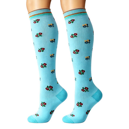 Kompressionsstrümpfe mit kleinem Blumenmuster (6 Paar) - image 6
