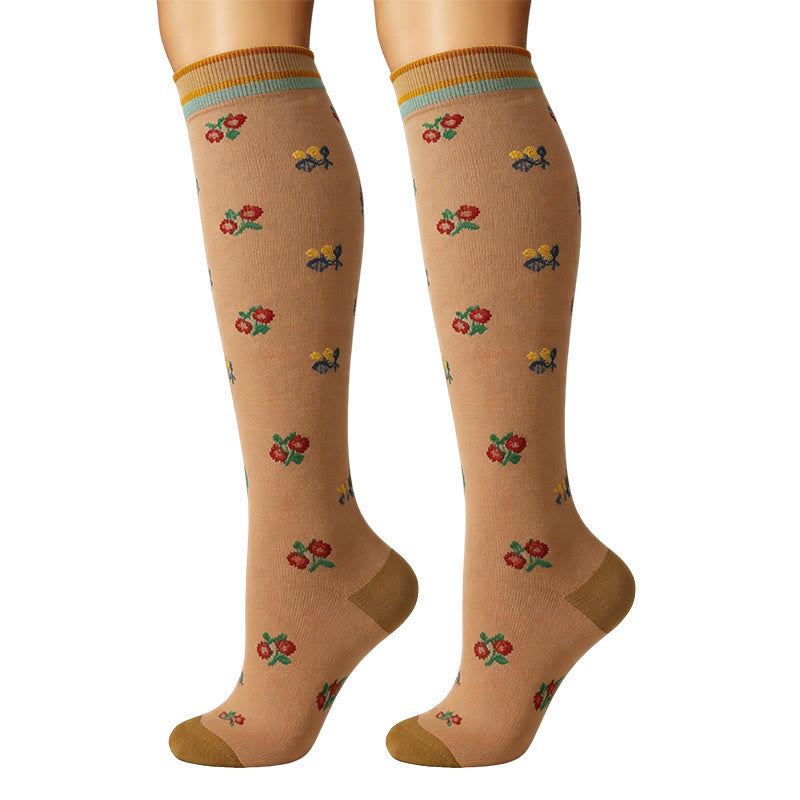 Kompressionsstrümpfe mit kleinem Blumenmuster (6 Paar) - image 3