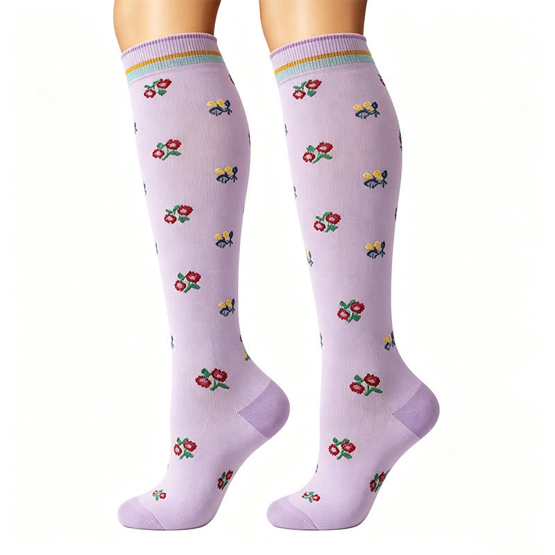 Kompressionsstrümpfe mit kleinem Blumenmuster (6 Paar) - image 4