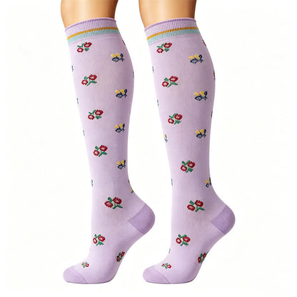 Kompressionsstrümpfe mit kleinem Blumenmuster (6 Paar) - image 4