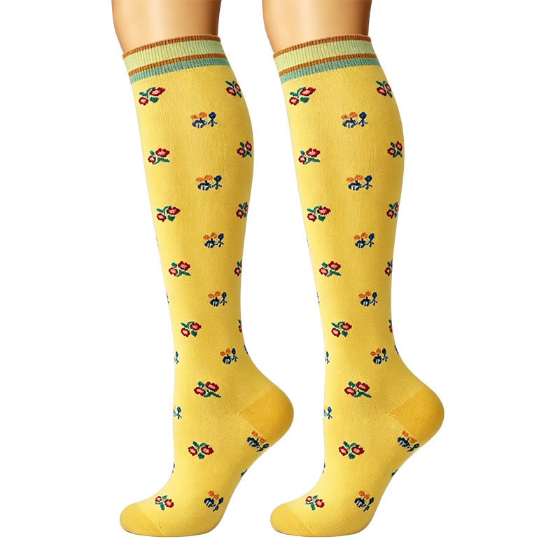 Kompressionsstrümpfe mit kleinem Blumenmuster (6 Paar) - image 5