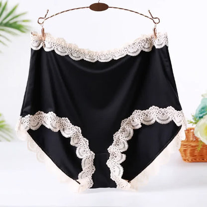 Satin-Spitzen-Höschen mit hohem Bund (2er-Pack) - Schwarz - XXL - image 1