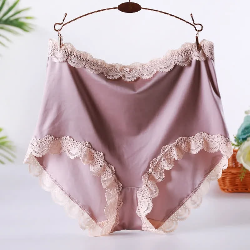 Satin-Spitzen-Höschen mit hohem Bund (2er-Pack) - Rosa - XXL - image 3