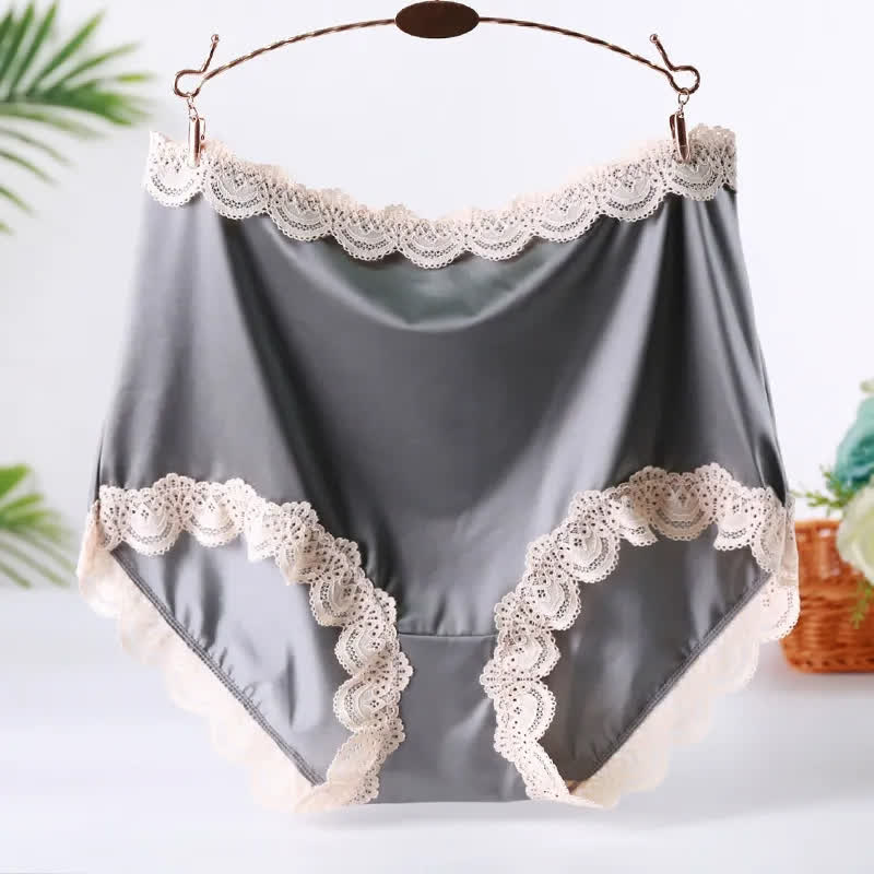 Satin-Spitzen-Höschen mit hohem Bund (2er-Pack) - Grün - XXL - image 2