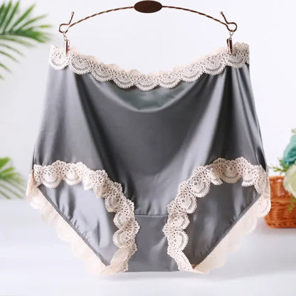 Satin-Spitzen-Höschen mit hohem Bund (2er-Pack) - Grün - XXL - image 2