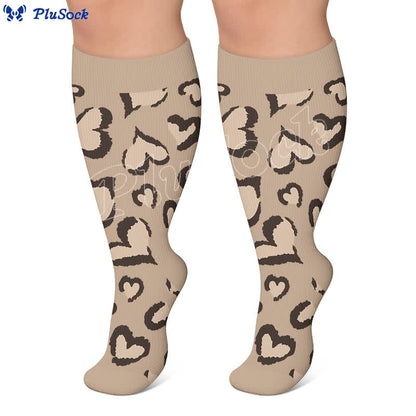 Plus Size Rosa Heart Leopard Kompressionsstrümpfe - image 3