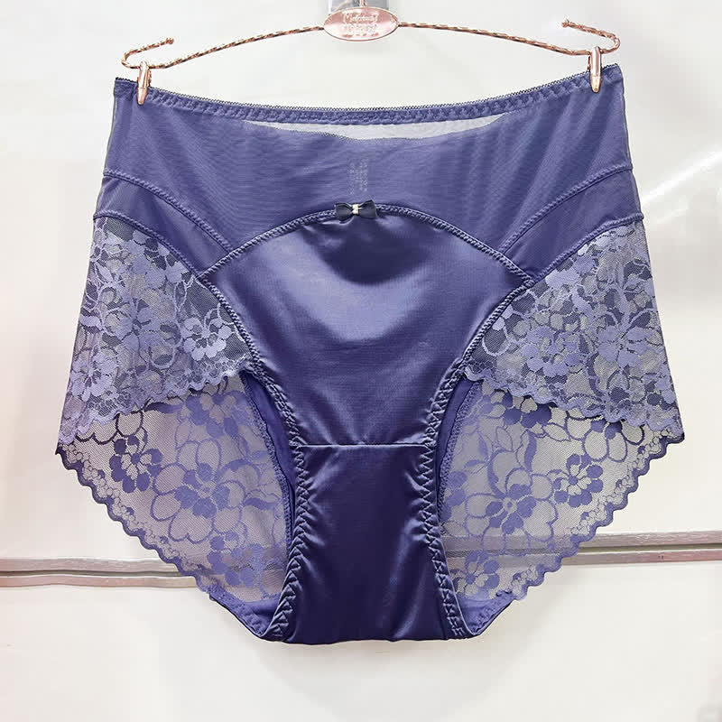 Satin-Spitzen-Höschen mit hohem Bund (2er-Pack) - Lila - XXXL - image 5