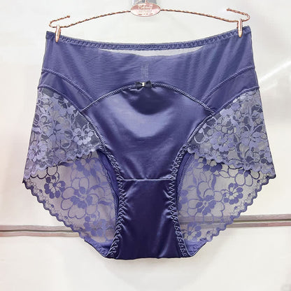 Satin-Spitzen-Höschen mit hohem Bund (2er-Pack) - Lila - XXXL - image 5