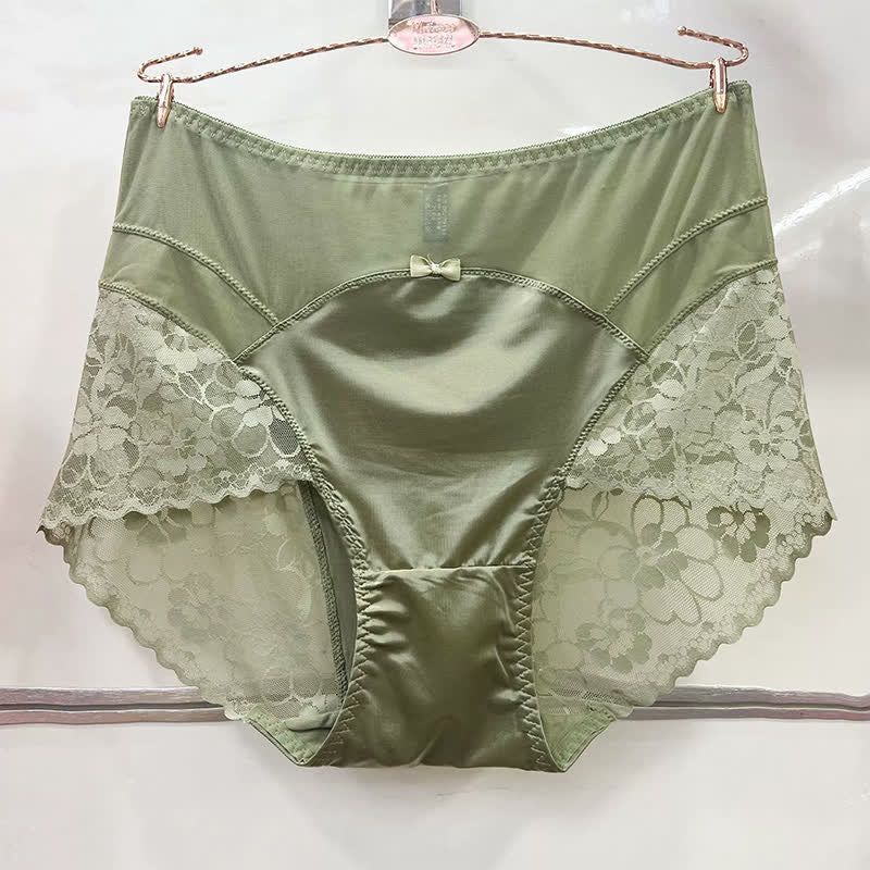 Satin-Spitzen-Höschen mit hohem Bund (2er-Pack) - Hellgrün - XXXL - image 2