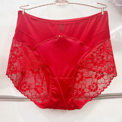 Satin-Spitzen-Höschen mit hohem Bund (2er-Pack) - Rot - XXXL - image 4