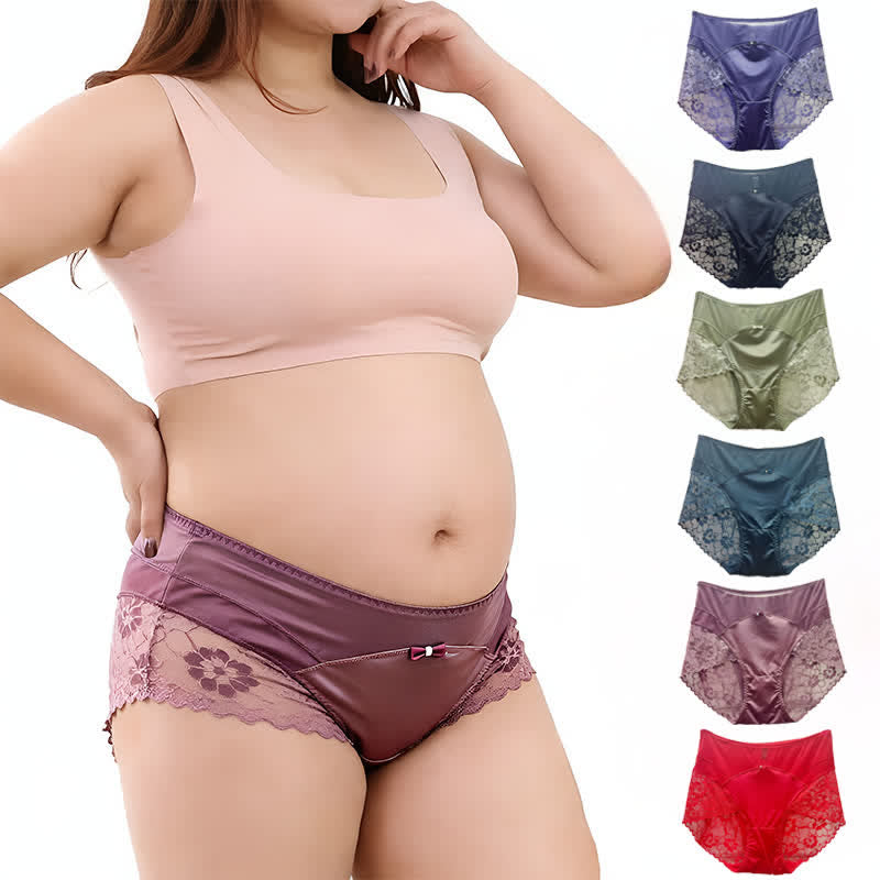 Satin-Spitzen-Höschen mit hohem Bund (2er-Pack) - image 0