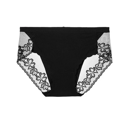 Weiches Höschen aus floraler Spitze und Netzgewebe (3er-Pack) - Schwarz - 4XL - image 4