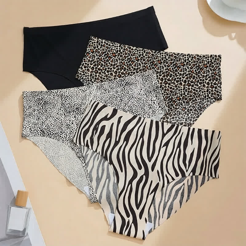 Nahtloser, unsichtbarer Slip mit Zebra-Leopardenmuster (4er-Pack) - Mehrfarbig - 2XL - image 1