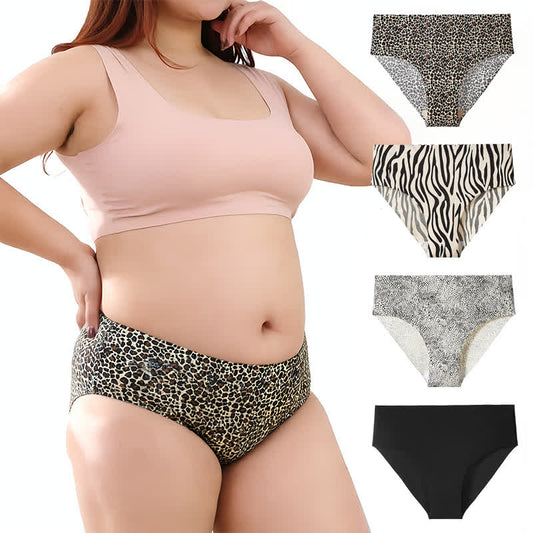 Nahtloser, unsichtbarer Slip mit Zebra-Leopardenmuster (4er-Pack) - image 0