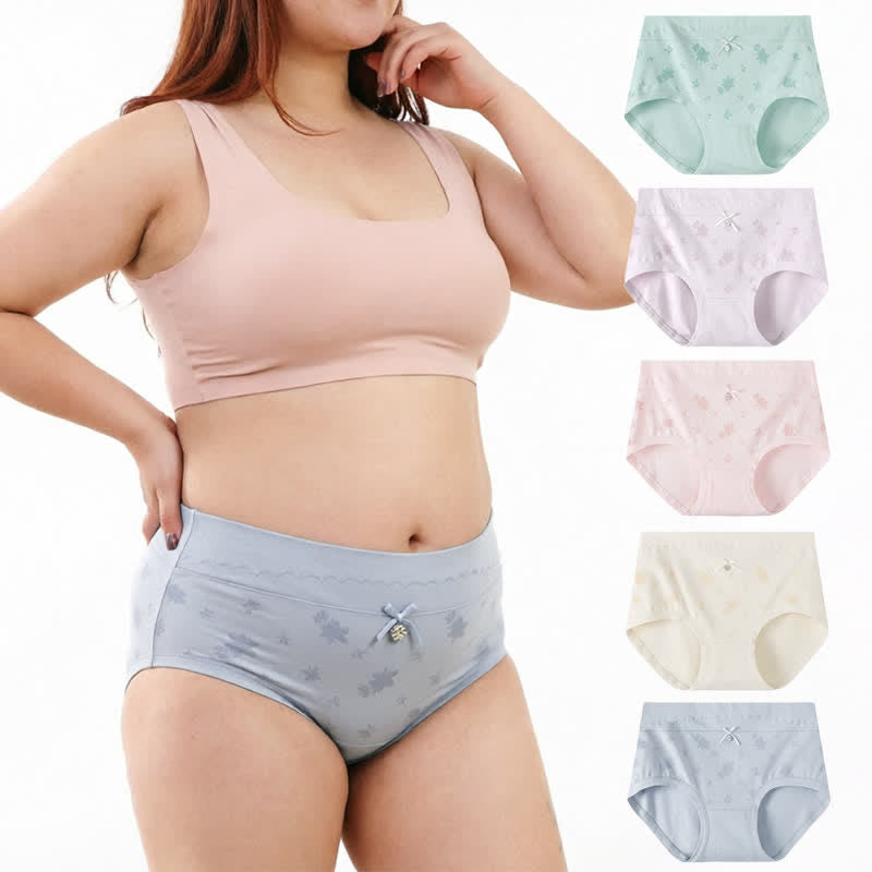 Baumwoll-Slip mit Blumenmuster und hohem Bund (2er-Pack) - image 0