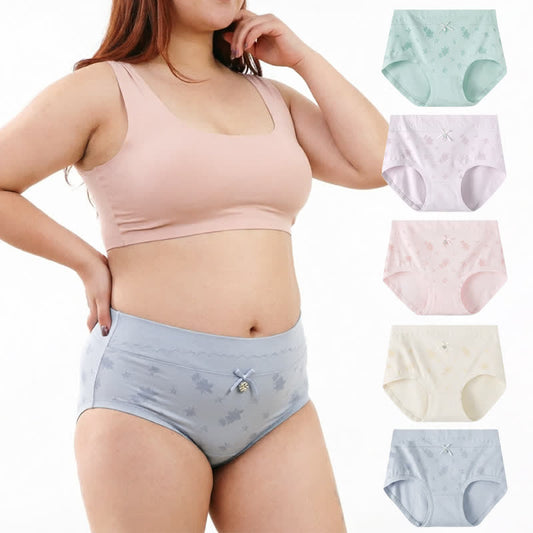 Baumwoll-Slip mit Blumenmuster und hohem Bund (2er-Pack) - image 0