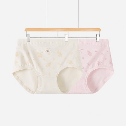 Baumwoll-Slip mit Blumenmuster und hohem Bund (2er-Pack) - image 1