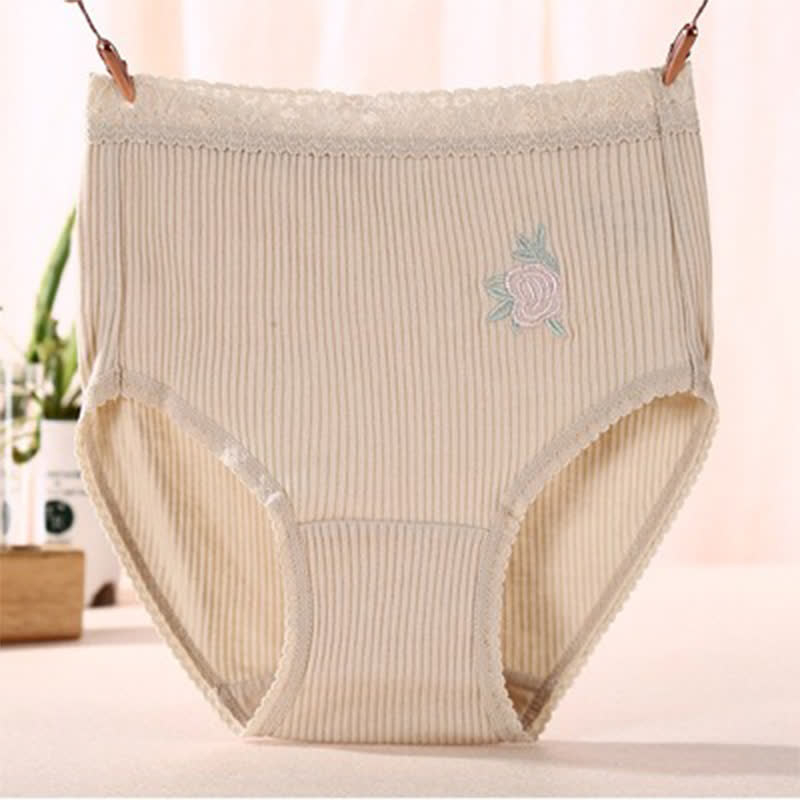 Baumwollhöschen mit Blumenmuster und hohem Bund (3er-Pack) - Nackt - XXXL - image 8