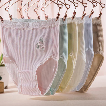 Baumwollhöschen mit Blumenmuster und hohem Bund (3er-Pack) - Blau + Gelb + Grün - XXXL - image 3