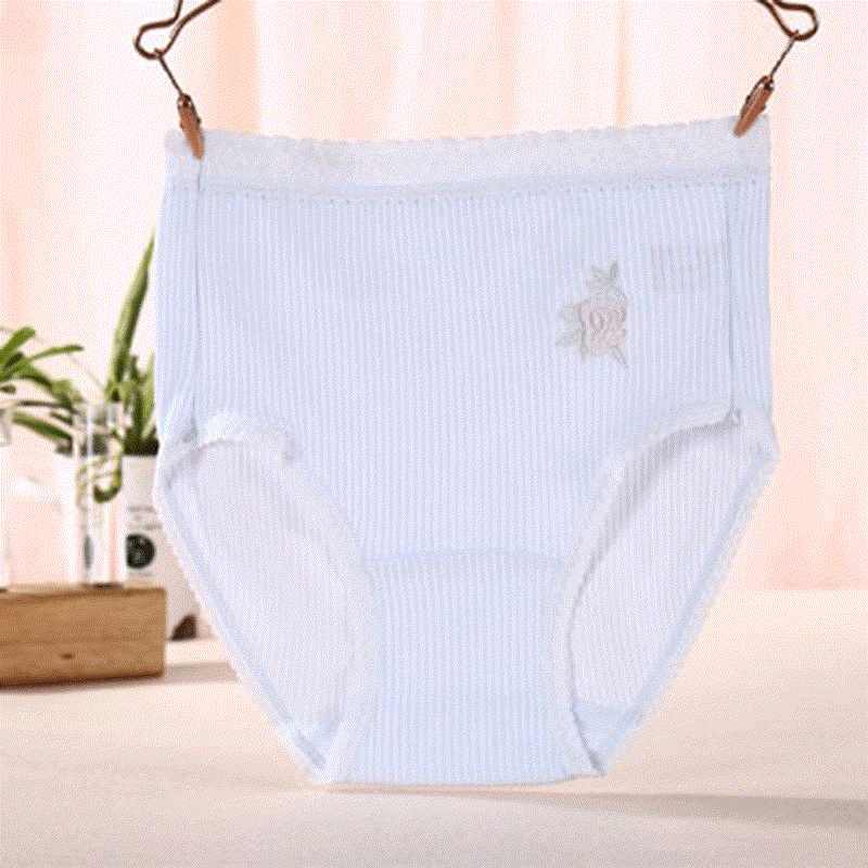Baumwollhöschen mit Blumenmuster und hohem Bund (3er-Pack) - Blau - XXXL - image 6