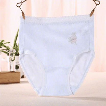 Baumwollhöschen mit Blumenmuster und hohem Bund (3er-Pack) - Blau - XXXL - image 6