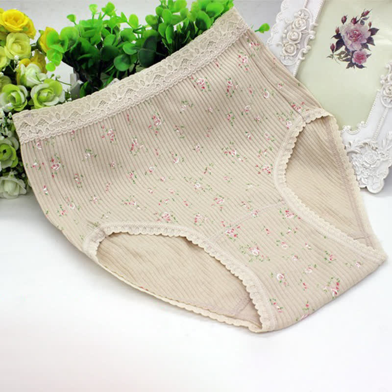 Baumwollslip mit Blumenmuster und hohem Bund (3er-Pack) - Nackt - XXXL - image 6