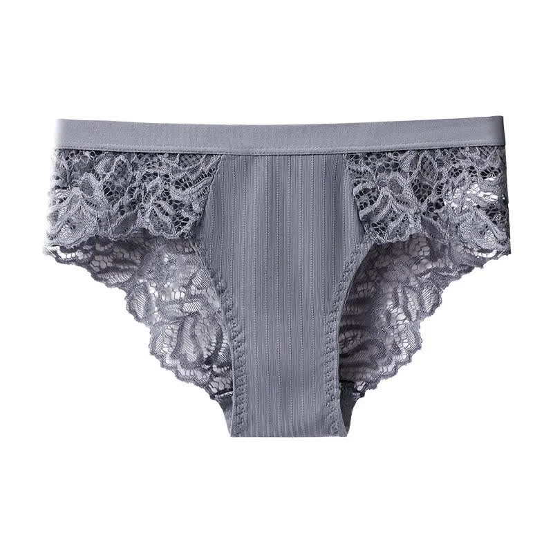 Weiche, dehnbare Hipster-Slips aus Spitze (3er-Pack) - Grau - XXL - image 5