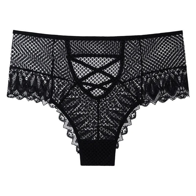 Transparenter Spitzen-Slip mit gekreuzten Trägern (2er-Pack) - Schwarz - 3XL - image 4