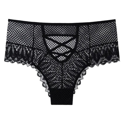 Transparenter Spitzen-Slip mit gekreuzten Trägern (2er-Pack) - Schwarz - 3XL - image 4