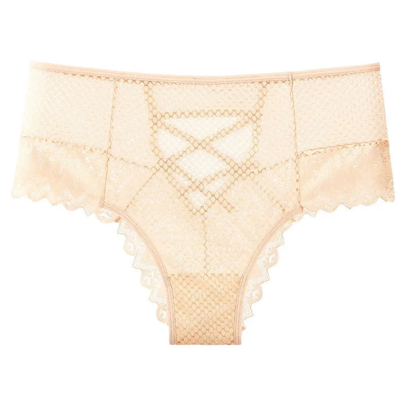 Transparenter Spitzen-Slip mit gekreuzten Trägern (2er-Pack) - Aprikose - 3XL - image 3