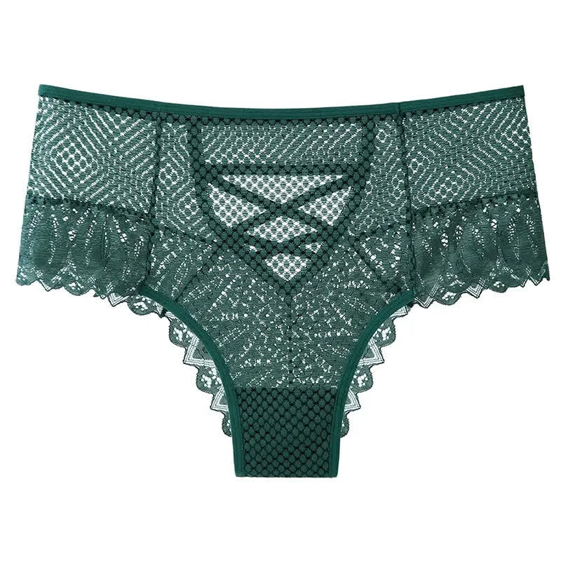 Transparenter Spitzen-Slip mit gekreuzten Trägern (2er-Pack) - Grün - 3XL - image 2