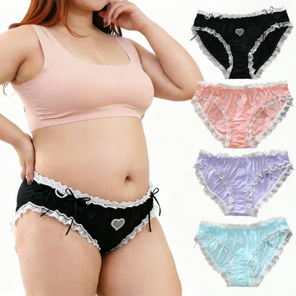 Höschen mit mittelhohem Bund und Herzspitze (2er-Pack) - Rosa + Lila - 4XL - image 0
