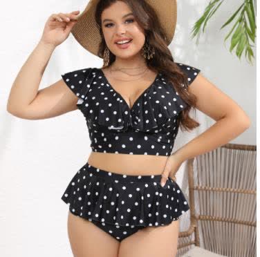 Vintage-Bademode mit Polka-Dots - Schwarz - XXXXL - image 0
