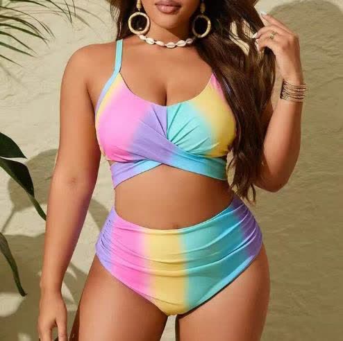Bikini-Set mit Regenbogenmuster - Rosa - 4XL - image 0