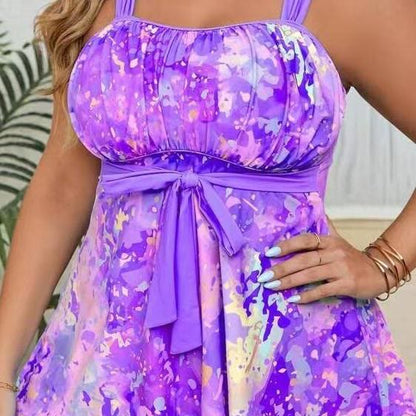 Zweiteiliges Badekleid im Batik-Look - Lila - 4XL - image 4