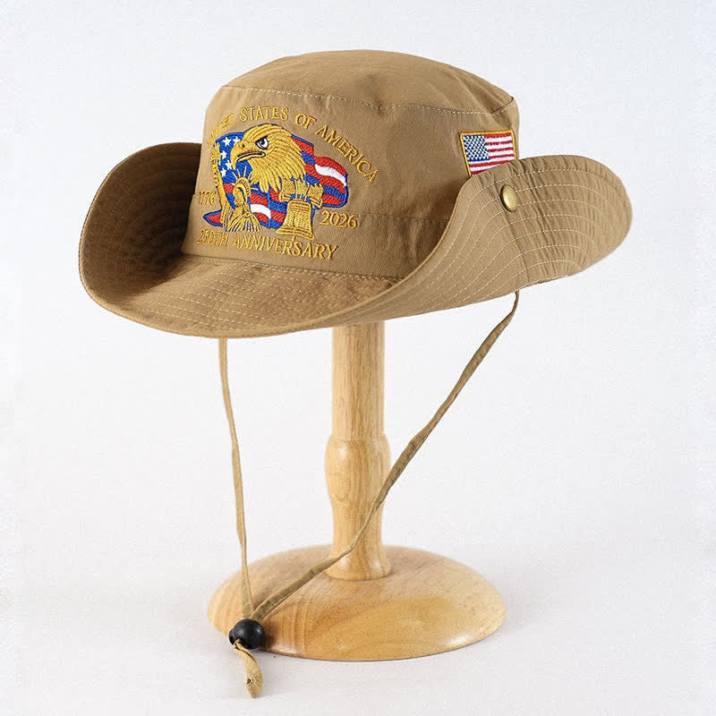 Bestickter Sonnenhut mit Flaggenadler - Khaki - Einheitsgröße - image 3