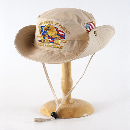 Bestickter Sonnenhut mit Flaggenadler - Beige - Einheitsgröße - image 1