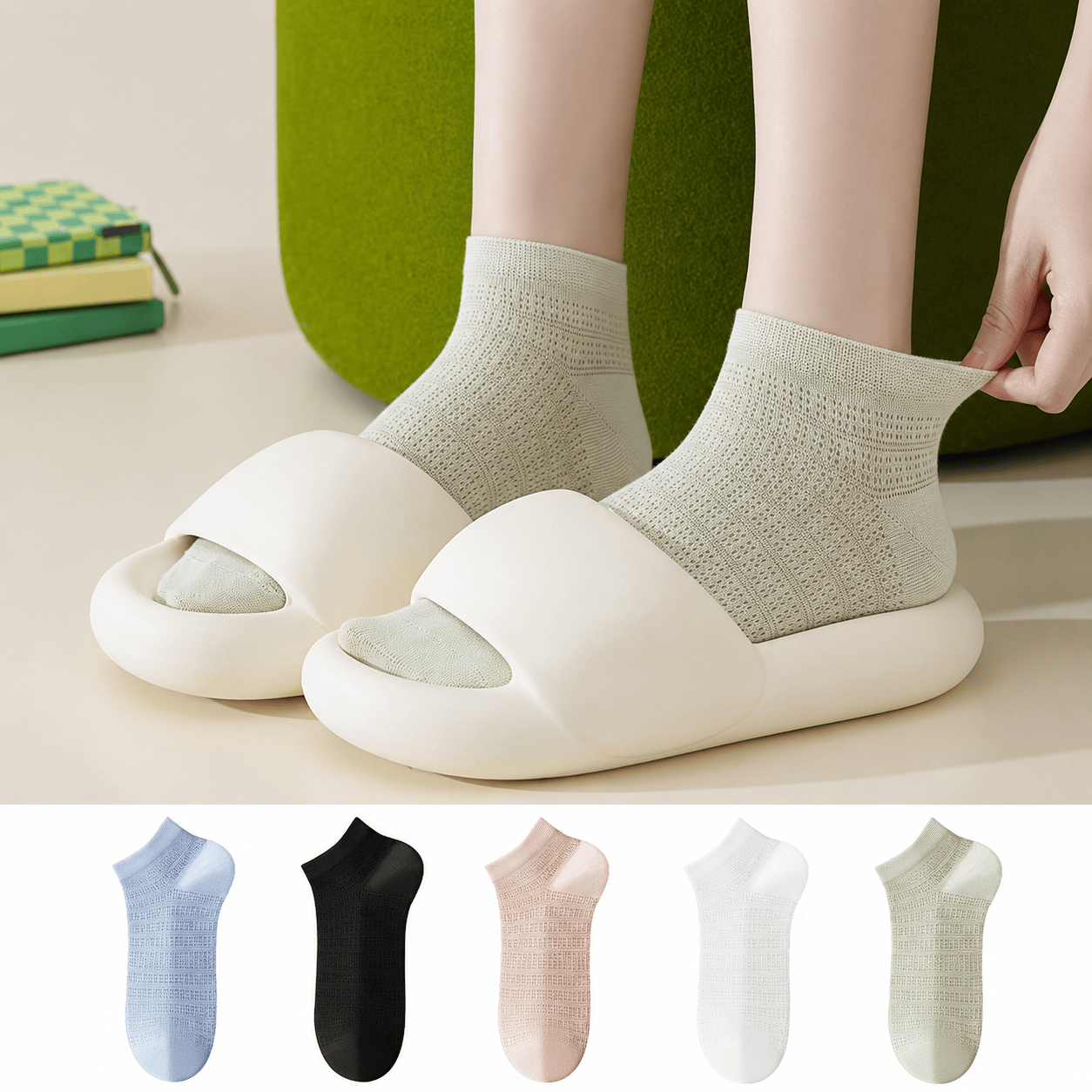 Knöchelsocken aus Bambusnetz (5 Paar) - Mehrfarbig - EU36-40 (US3-7) - image 0