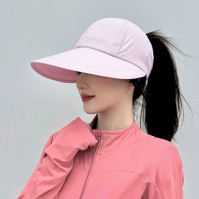 Sport-Sonnenhut mit hoher Pferdeschwanzöffnung und breiter Krempe - Rosa - Einheitsgröße - image 5