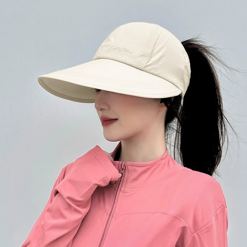 Sport-Sonnenhut mit hoher Pferdeschwanzöffnung und breiter Krempe - Beige - Einheitsgröße - image 6