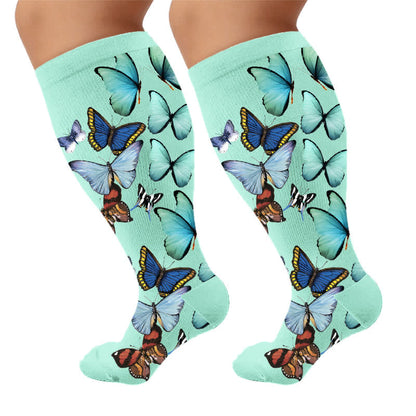 Plus Size Sweet Butterfly Kompressionsstrümpfe - Grün (1 Paar) - 4XL - image 7