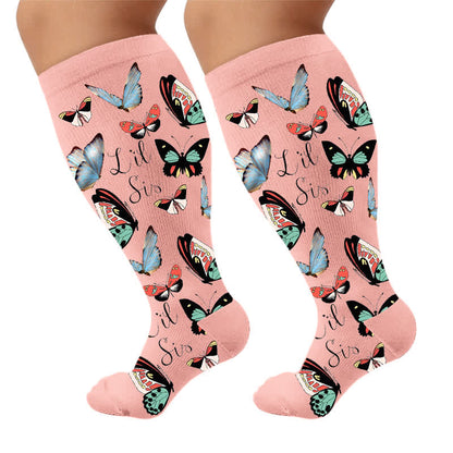 Plus Size Sweet Butterfly Kompressionsstrümpfe - Rosa(1 Paar) - 4XL - image 6