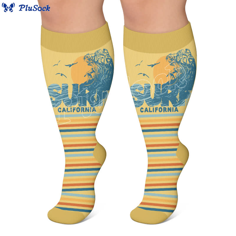 Plus Size Surf Stripe Kompressionsstrümpfe - image 3